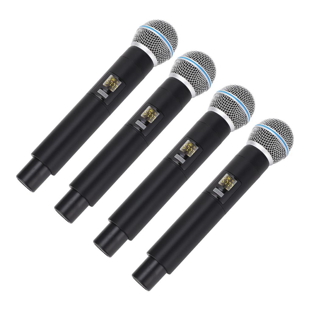 Wireless Microphone Set 164ft Range VHF Band 4 Cordless Handheld Dynamic Mic for Stage Recording