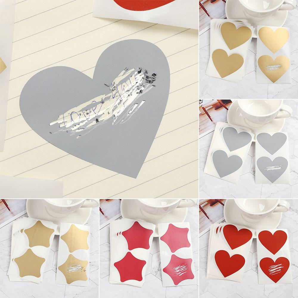 50 Pcs / Set DIY Pentagram Love Heart Shape Scratch Coating Stickers Scratch Card Sticker Self-adhesive Multifunctional Labels