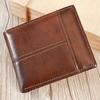 New Fashion Genuine Leather Men's Wallet Slim 2-Fold Wallet Handmade Genuine Soft Leather Multi-Functional Anti-Theft Men's Wallet with Coin Pocket