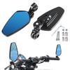 Wide Angle Handle Bar End Side Mirror 360° Rotating For 7/8" 22mm Handlebar Motorcycle Rearview Mirrors Motorbike Accessories Anti-glare Blue Glass