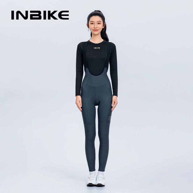 Женские флисовые велосипедные штаны-полукомбинезон INBIKE - Теплые, с высокой талией для длительных поездок