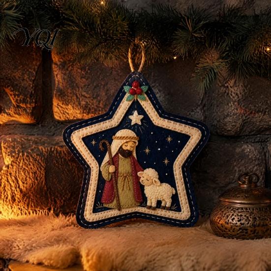 Living Room Holiday Ornament Felt Christmas Pendant, Decorative Hanging for Home Decor, Indoor Outdoor Wall Fireplace Tree Decorations Craft Office