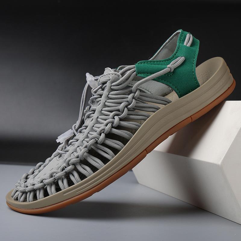 2025 Foreign Trade Men's New New Color Woven Sandals Fashionable Casual Couple Sandals Comfortable and Breathable Outdoor Sandals