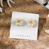 Bohemian vacation style egg flower necklace earrings set ins niche flower soft pottery color collarbone chain tide
