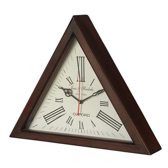 30 Cm Triangle Wall Clock, Brown Wood Frame Wall Decorative, Room, Living, Studies, Offices, Home Decor Best Item for Gift