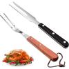 2 шт. 10-дюймовых вилок для мяса, вилки для карвинга из нержавеющей стали с деревянной ручкой, длинные вилки для барбекю, кухонные вилки для приготовления и сервировки