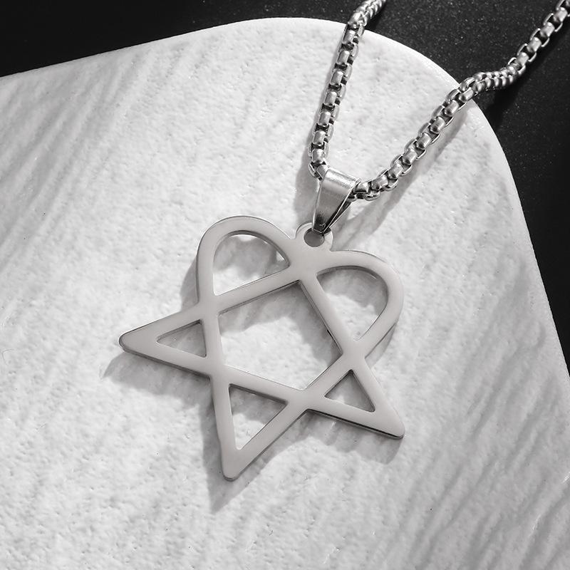 Wind Hollow Love Triangle Simple Plated Pendant Necklace