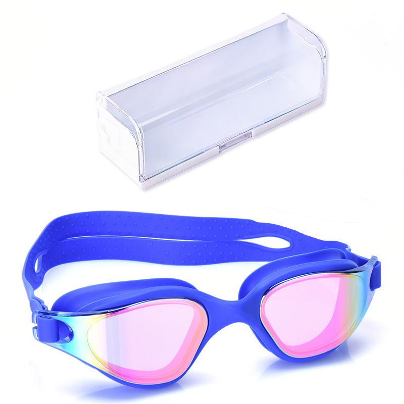 Adult swimming goggles, anti-fog, professional one-piece silicone large-frame electroplated swim goggles