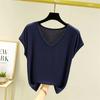 Solid V Neck Basic Tshirt Women Summer Modal Loose Tee Tops Casual Undershirt