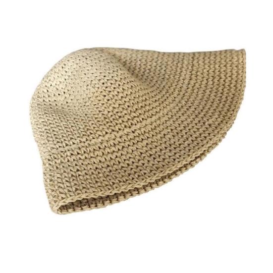 Summer Hat Versatile Solid Color Short Basin Knitted Straw Hat Fashion