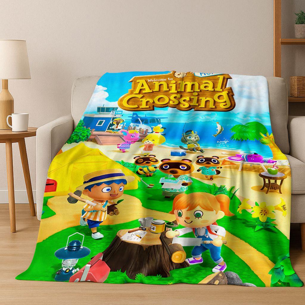 Мультяшное фланелевое одеяло Animal Crossing Wild World, Уютное мягкое плед-покрывало для дома, спальни, кровати, дивана, пикника, Подарок для детей
