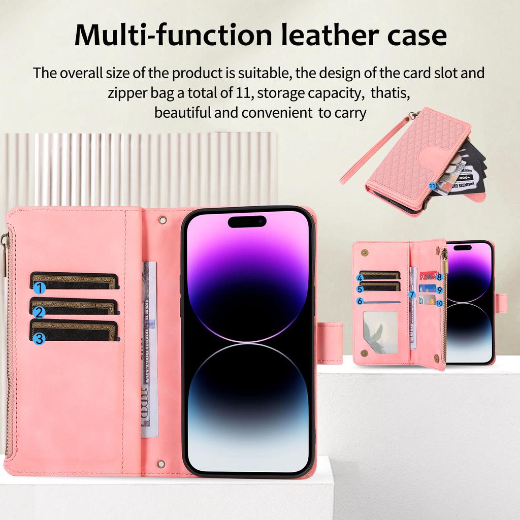 Wallet 9 Card Flip Zipper Leather Case for for Samsung S23 S22 S21 S20 Ultra Plus A13 A14 A54 A53 iPhone 15 14 Plus 13 12 11 Pro Max X XR XS Max 8P 7P