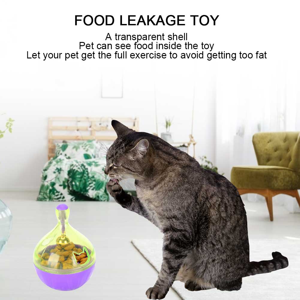 Fun Pet Bowl Feeder Roly Poly Food Leakage Ball Interactive Toy for Cat Dog Purple ABS