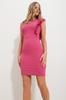 Women's Dress New Season Fashion Fuchsia One-Shoulder Knitted Dress with Ruffle Detail