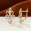 Роскошные женские серьги с радужным цирконием, маленькие серьги-клипсы цвета розового золота для женщин, изящные свадебные серьги с кристаллами и цветами