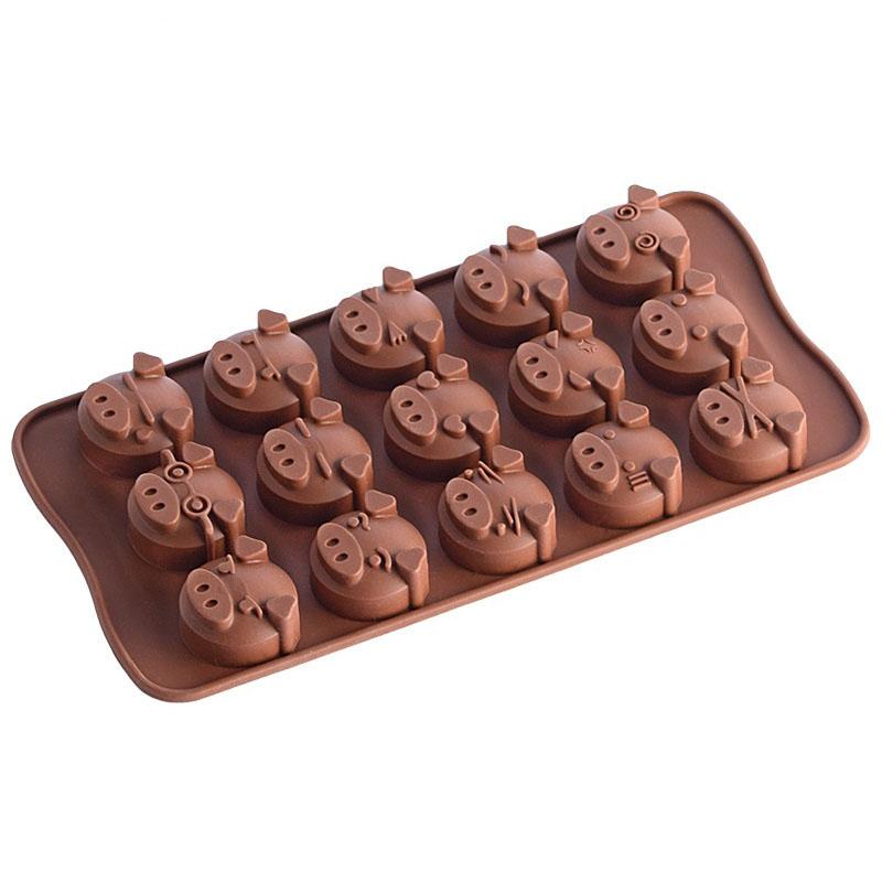 Форма для торта в виде поросенка, 12 отверстий, розовая силиконовая, милая, шоколадная, желе, леденец, конфеты, инструменты для выпечки, посуда для выпечки