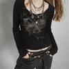Punk Vintage Streetwear T-shirts Women American Retro Harajuku Design Y2k Graphic Long Sleeve Slim Tees Tops
