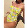 Цветочный слитный купальник на завязках, с открытой спиной, сексуальный, женский купальный костюм, летняя пляжная одежда для плавания, боди
