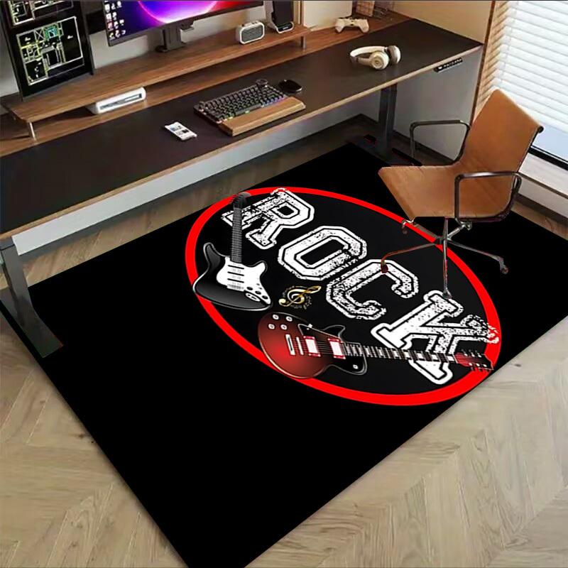 1 шт. Ковер ROCK GUITAR, противоскользящий, полиэстер, напольный коврик для офиса, спальни
