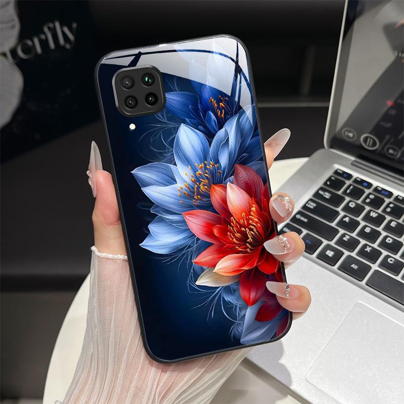 For Huawei P40 Lite Phone Case JNY-LX2 JNY-LX1 Trendy Fantasy Design Tempered Glass Bumper For Huawei Nova 7i 6 SE Back Coversse