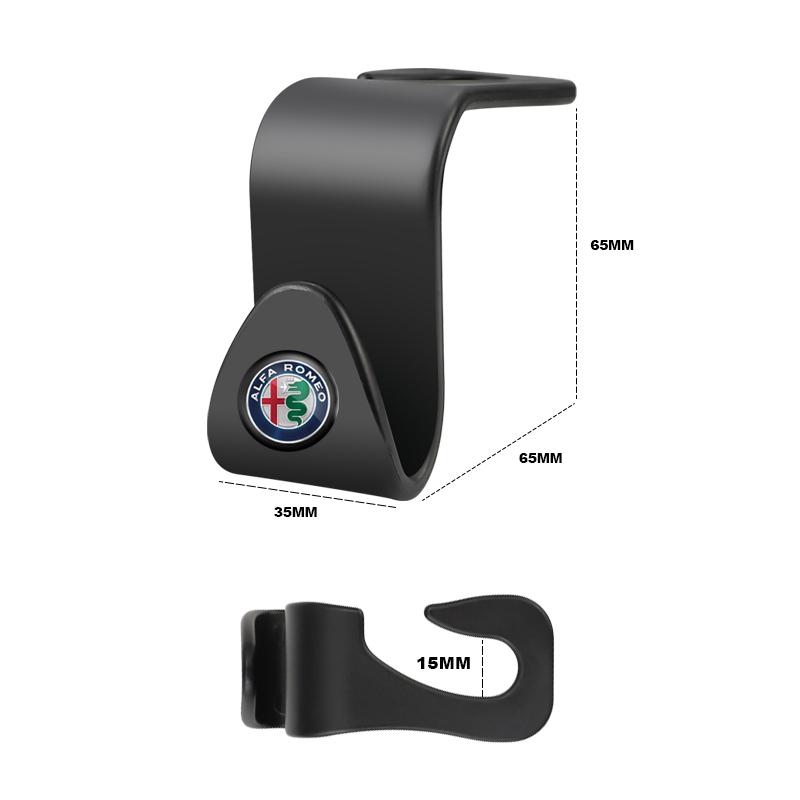 2Pcs Car Seat Back Hooks Storage Holder Interior Accessories For Alfa Romeo Giulia Stelvio Giulietta 156 159 147 Mito Tonale BreDA4