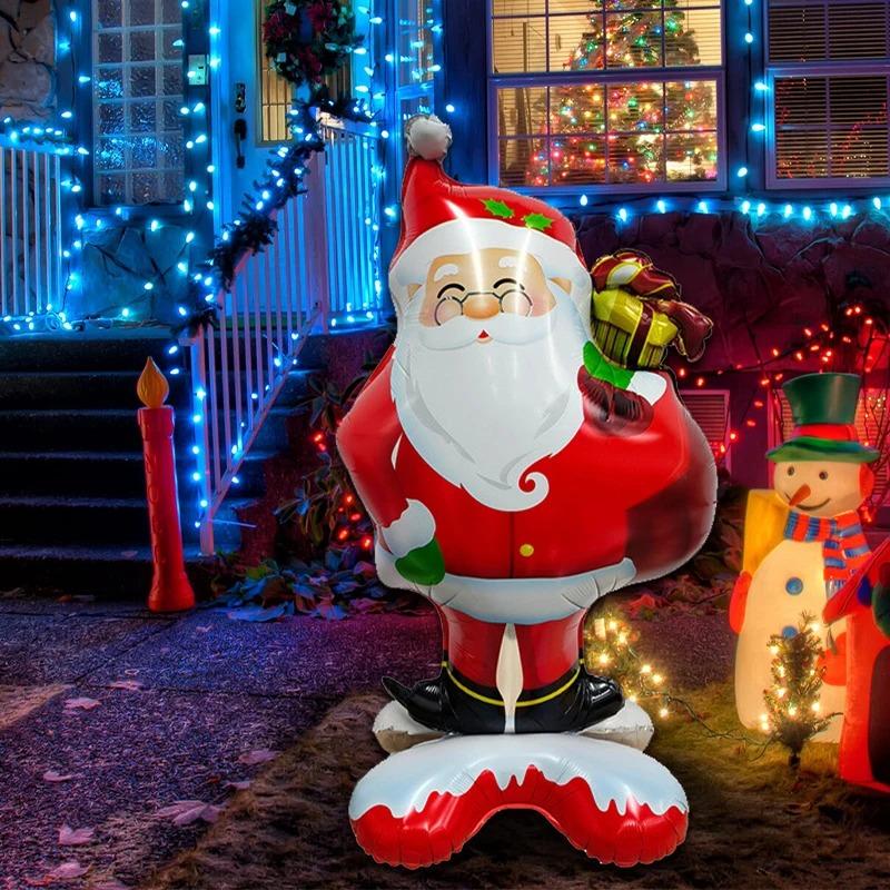 Надувной фольгированный стоящий шар Санта Клаус для украшения рождественской вечеринки