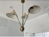 Подвесной светильник с 3 тканевыми абажурами, стиль Mid Century Modern, сырая латунь, люстра-спутник