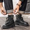 Модная мужская обувь, универсальные ботинки на толстой подошве, теплые зимние базовые ботинки, новая уличная мужская мотоциклетная обувь, мужские ботинки для ходьбы из натуральной кожи