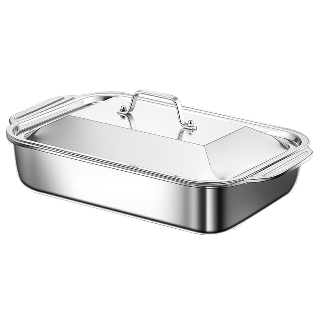 Multifunctional Stainless Steel Serving Tray Square Silver Food Platter Rust Resistant Dishwasher Safe Dinner Tray