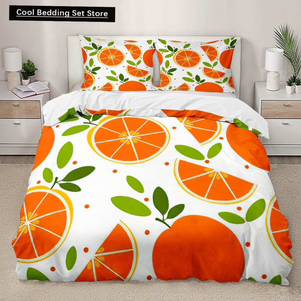 Cartoon Fruit King Queen Duvet Cover Summer Tropical Fruit Bedding Set for Boy Girl Banana Pear Red 2/3pcs Polyester Quilt Cover