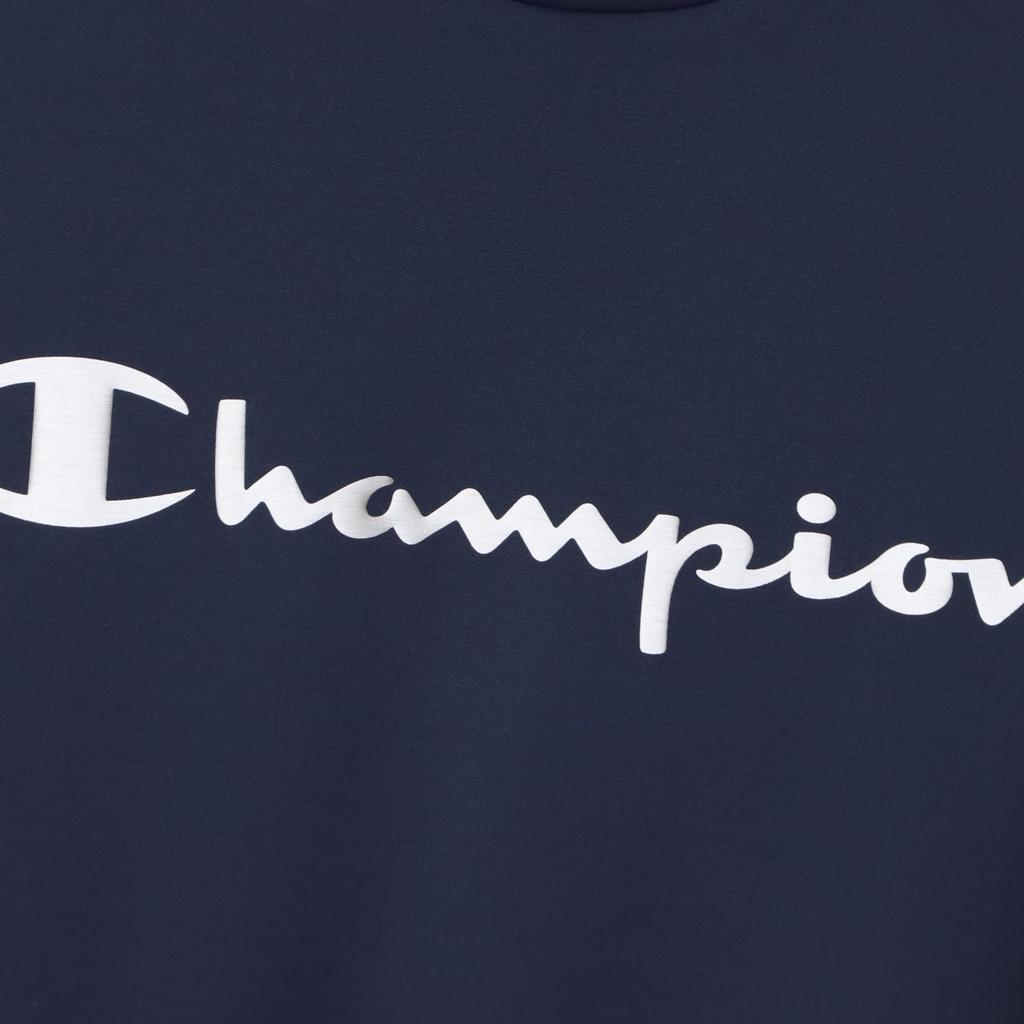 Короткая антибактериальная и устойчивая к запаху УФ-скрипт с коротким рукавом и воротником-стойкой темно-синей тканью [Champion], футболка, рукав, устойчивая, сушка, защита, логотип, рубашка,