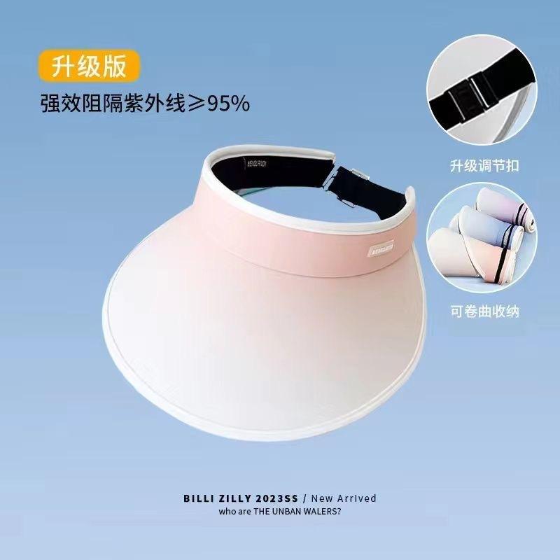 Foldable and Gradual Change Empty Top Sunscreen Hat Women's Summer Eaves UV Protection Sunshade Small Outdoor Sun Hat
