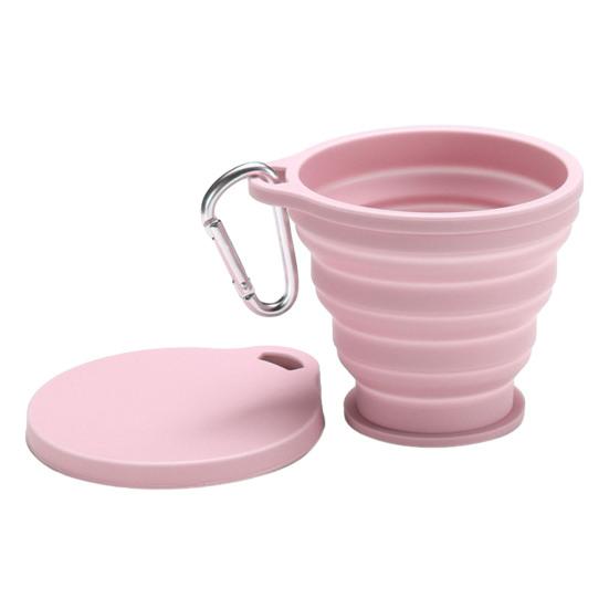 Складной силиконовый стакан для воды с ручкой-карабином 180 мл, портативный дорожный стакан для мытья, контейнер для воды с широким горлышком для кофе, напитков, соков