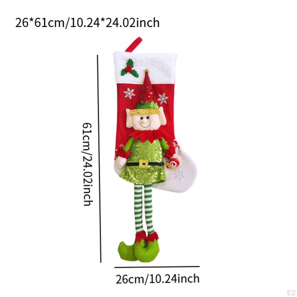 Рождественская елка Подвеска Конфетный мешок Декор Очаровательные поделки Кукла Эльф в деревенском стиле Длинный чулок для
