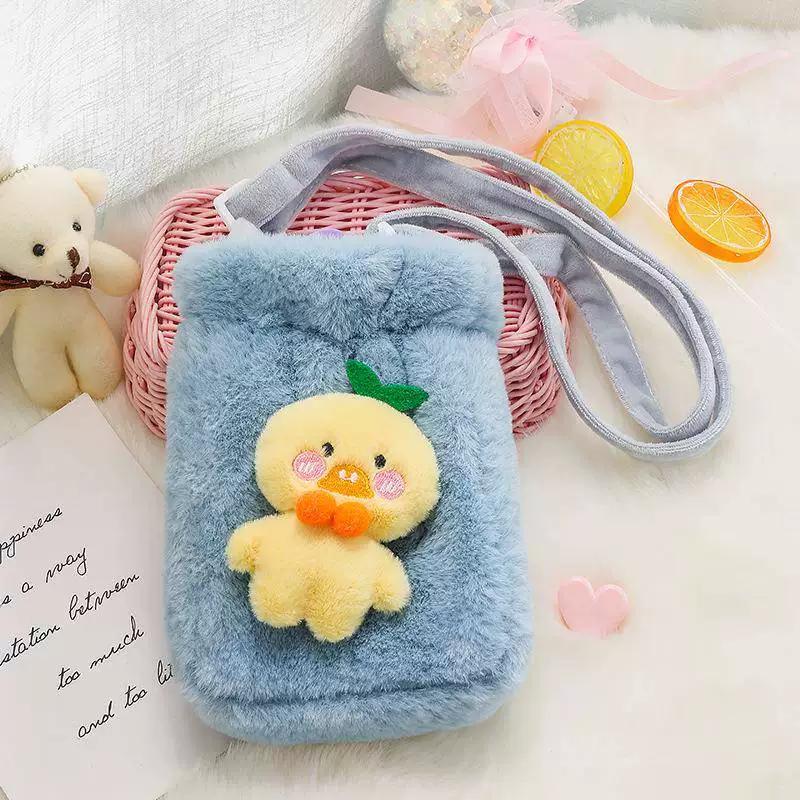Autumn and Winter Plush Cute 3D Doll Hand Warmer Trendy Hot Water Bottle That Can Be Worn Cross-Body for Going Out