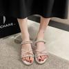 Sandals Female Flat Bottom 2025 Summer New Rhinestone Fairy Ins Wind Outside Wear Slippers Student Soft Bottom Two Wear Sandals