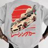 Unisexs Cotton Jdm Racing T Shirt Japanese Drift Car Red Sun Retro Car Pattern Tshirt Street Racing Enthusiast Summer Unisexs Top