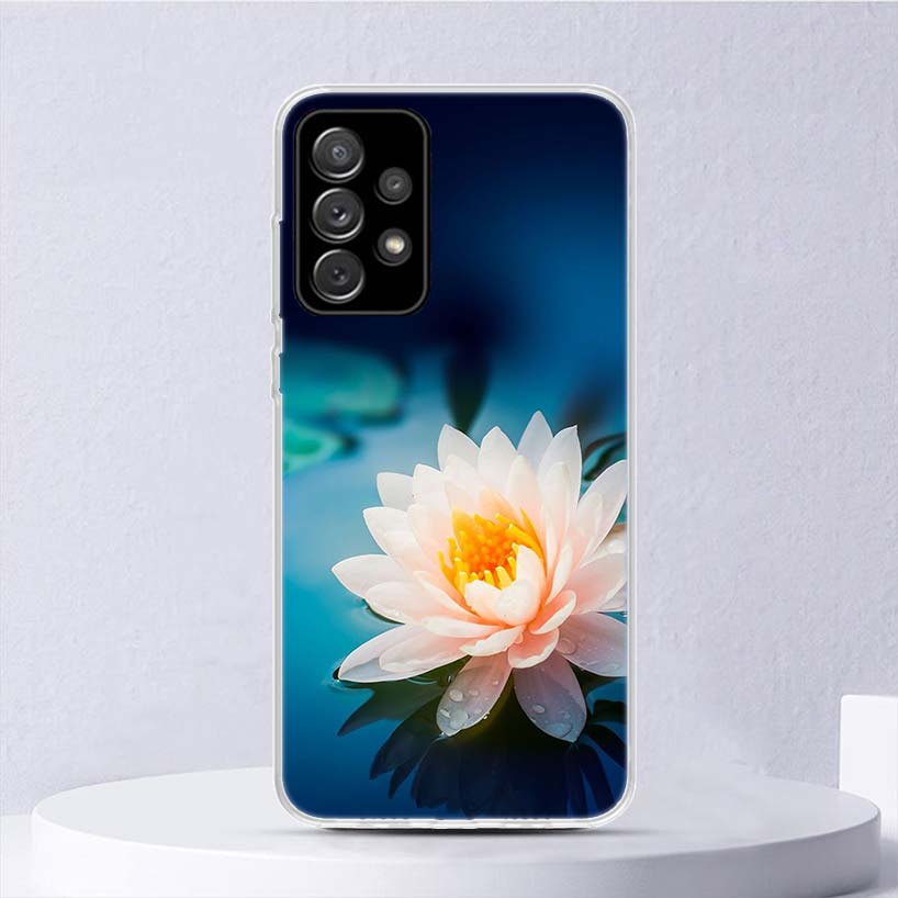 Мягкий чехол Lotus Blue White Flowers для Samsung Galaxy A51 A71 A50 A70 A21S, чехол для телефона A30 A20E A10 A31 A41 A6 A7 A8 A9 Shell Co