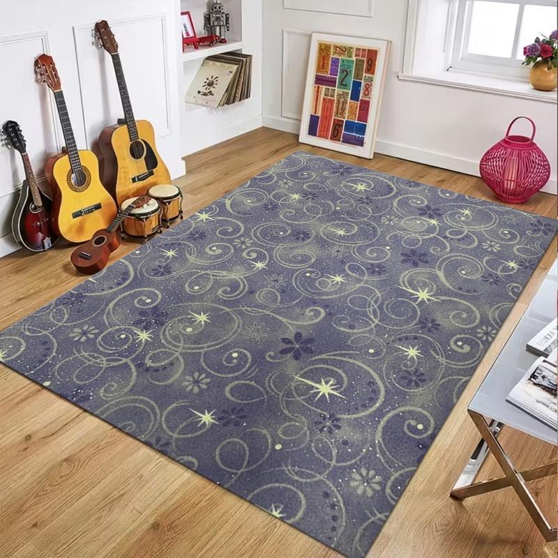 Modern Swirl Star Print Area Rug Non Slip Durable Floor Mat for Living Room Bedroom Office Kitchen Nursery Home Decor