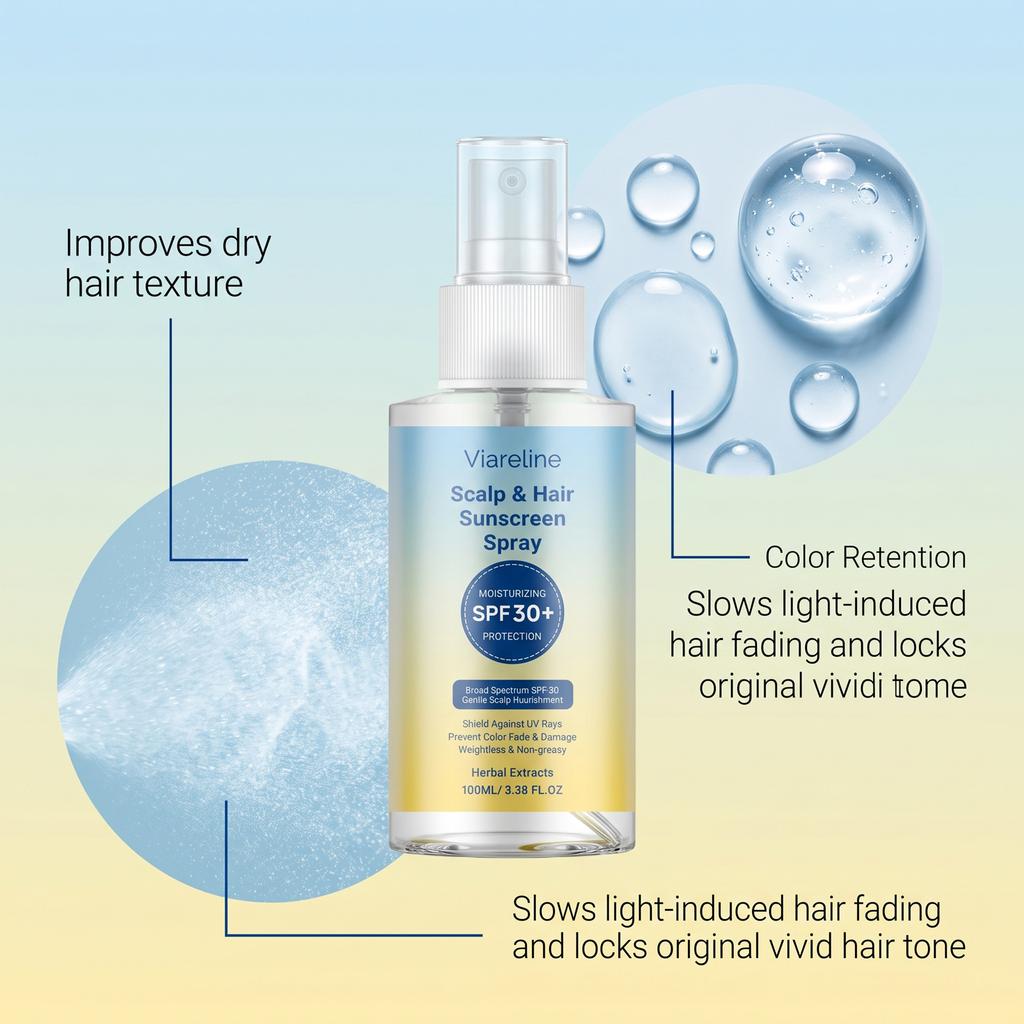 Scalp Protection Spray Light Texture Smoothing Hair UV Shield Portable Outdoor Hair Care Mist Holiday Gift For Men Women