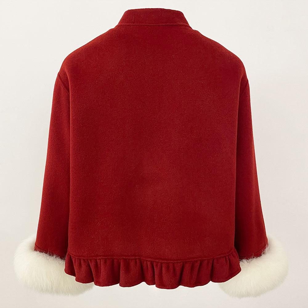 Роскошная зимняя модная короткая юбка из 100% двухсторонней шерсти, пальто из натурального меха лисы, рукава, женская теплая повседневная куртка