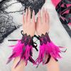 1 пара готических перчаток-манжет с перьями, перчатки с перьями и шнуровкой, для Хэллоуина, косплея, сценического шоу, нарукавники