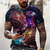 Летний топ с круглым вырезом и 3D-принтом животных, модные повседневные красочные мужские футболки с коротким рукавом