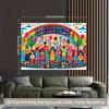 2D Multicultural Party Background, "Every Voice Matters" Rainbow Flower and Kids Decor Banner