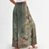 Women's Palazzo Pants Boho Floral Wide Leg Trousers Summer Beach High Waisted Flowy Pants With Pockets