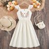 Повседневное платье для девочек Летняя детская мода Без рукавов Вышитые цветы Платье-майка