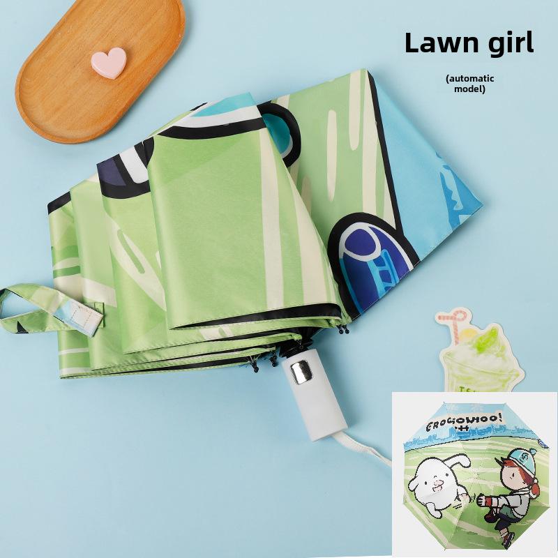 Складной черный пластиковый зонт двойного назначения с 8 спицами, автоматический, симпатичный