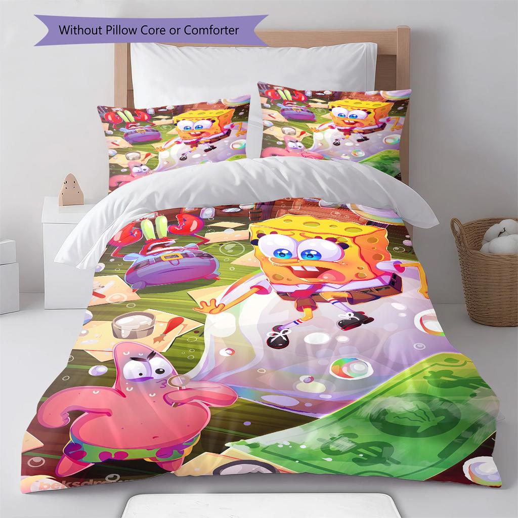 Animation Pattern Bedding Quilt Set Quilt Cover Pillowcase Home Decoration Birthday Gift (1 * duvet cover + 2 * pillowcase, without core)
