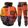 Spring Autumn New African 3D Print Men's Tracksuit Suit Casual Hoodie+Pants 2pcs Sets Oversized Sweatshirt Fashion Men Clothing