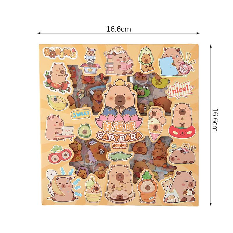 100 листов Kawaii Capybara Наклейки Водонепроницаемые Наклейки Мультфильм Милые Наклейки с Животными Креативная Наклейка На Чемодан Детские Игрушки Подарки